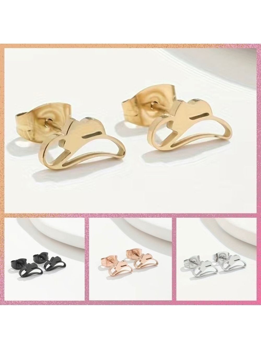 Cowboy Hat Stainless Steel Stud Earrings #810 (Color: Gold)